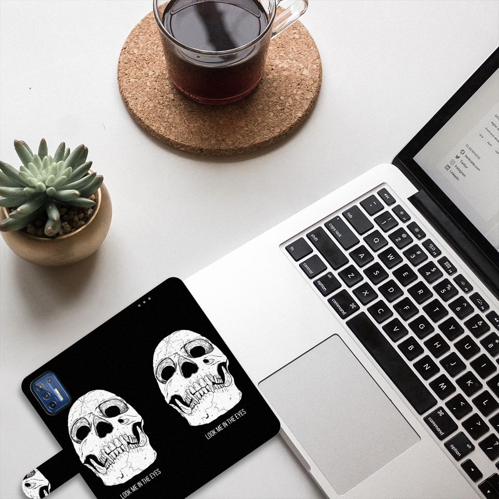 Telefoonhoesje met Naam Motorola Moto G9 Plus Skull Eyes