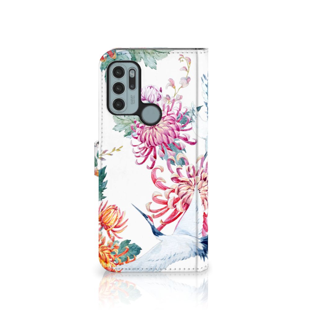 Motorola Moto G60s Telefoonhoesje met Pasjes Bird Flowers