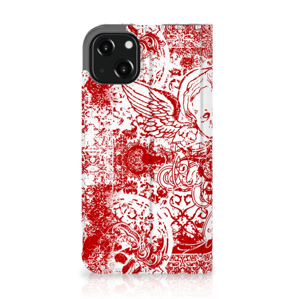 Mobiel BookCase iPhone 13 Angel Skull Rood