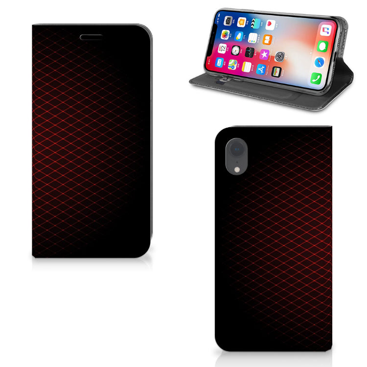 Apple iPhone Xr Hoesje met Magneet Geruit Rood