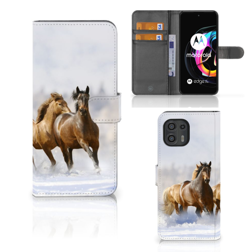 Motorola Edge 20 Lite Telefoonhoesje met Pasjes Paarden