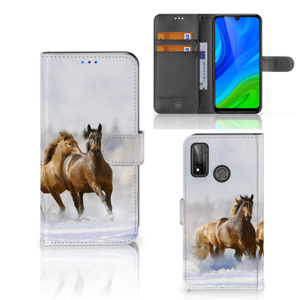 Huawei P Smart 2020 Telefoonhoesje met Pasjes Paarden