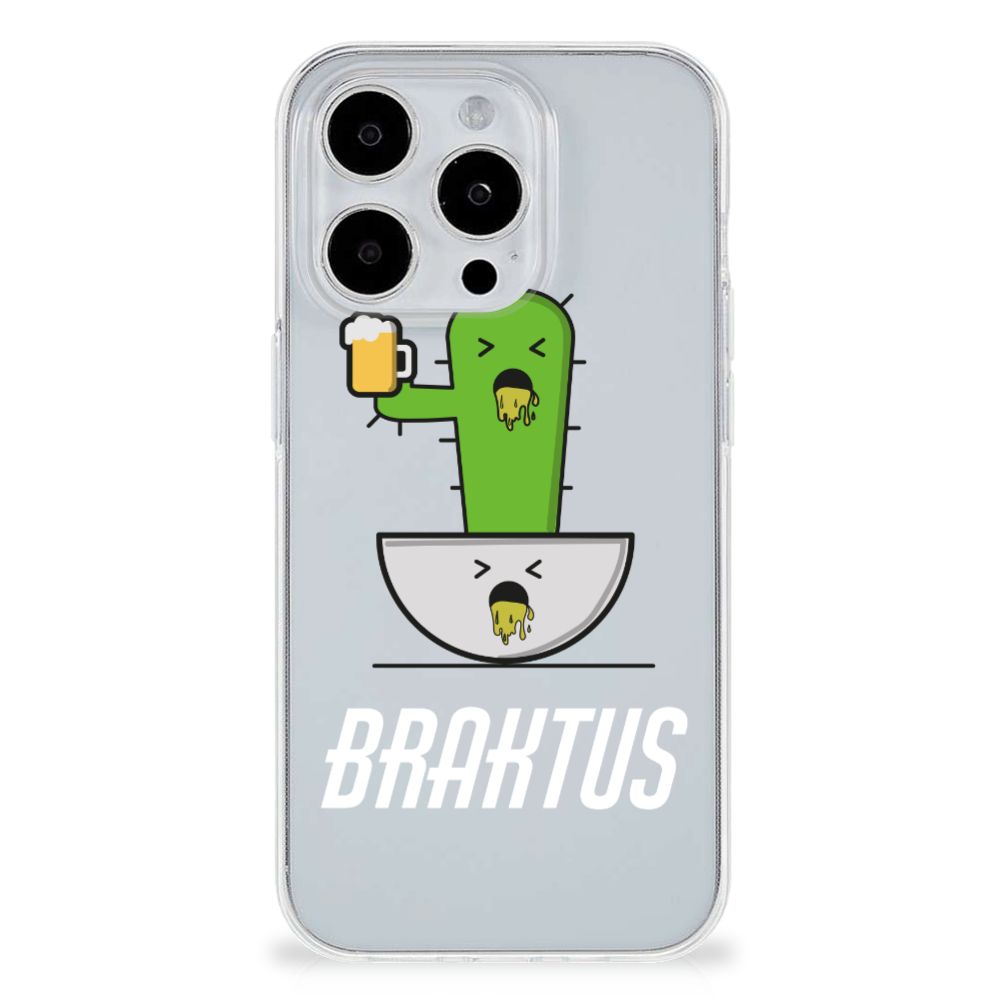 iPhone 15 Pro Telefoonhoesje met Naam Braktus met cactus design en bier 🍻, leuk en beschermend voor je telefoon.
