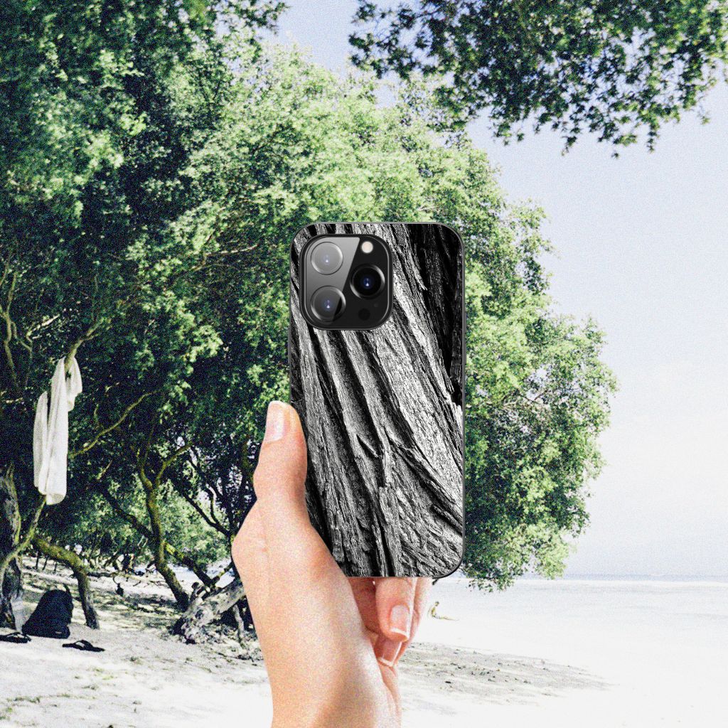 Houten Print Telefoonhoesje iPhone 14 Pro Boomschors Grijs B2C Telecom