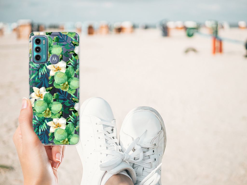 Motorola Moto G60 TPU Case Orchidee Groen B2C Telecom