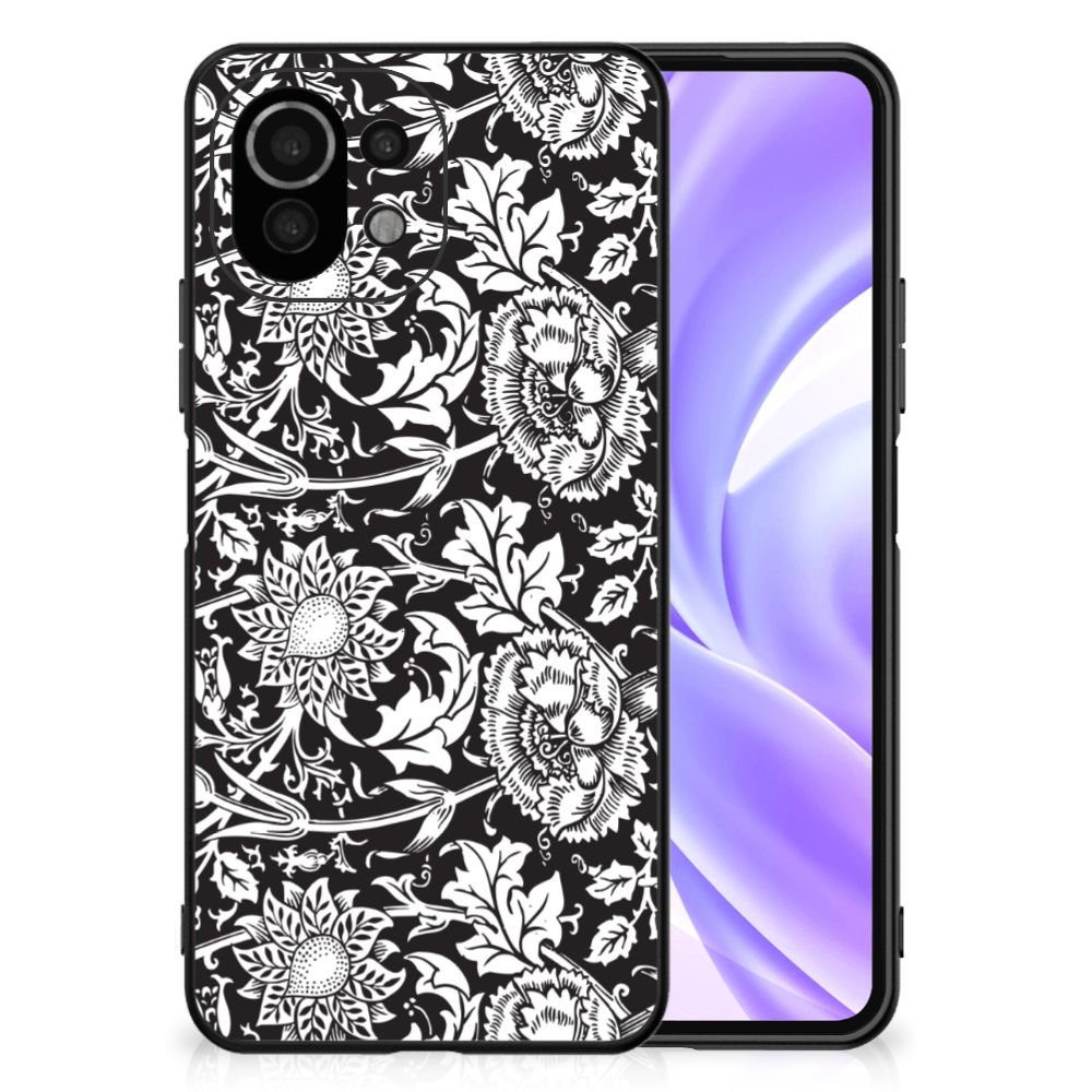 Xiaomi 11 Lite 5G NE | Mi 11 Lite Bloemen Hoesje Black Flowers