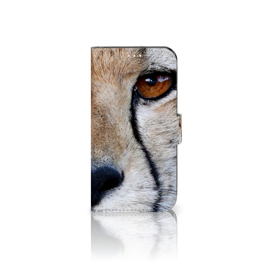Samsung Galaxy S23 Telefoonhoesje met Pasjes Cheetah met close-up van cheeta gezichts detail