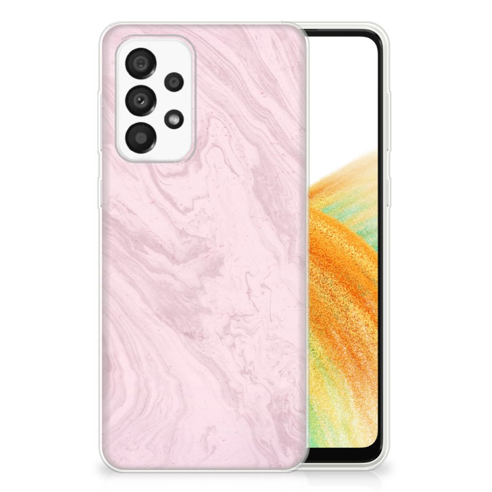 Samsung Galaxy A33 5G TPU Siliconen Hoesje Marble Pink - Origineel Cadeau Vriendin