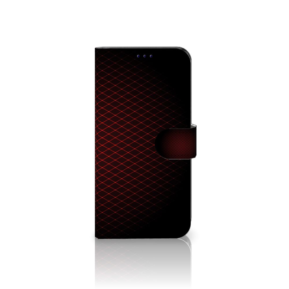 OnePlus Nord CE 2 Telefoon Hoesje Geruit Rood met diamante patroon en sluitlipje.