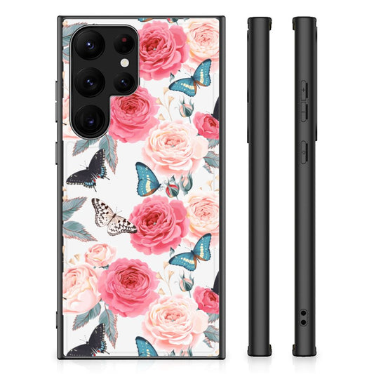 Samsung Galaxy S23 Ultra Bloemen Hoesje Butterfly Roses