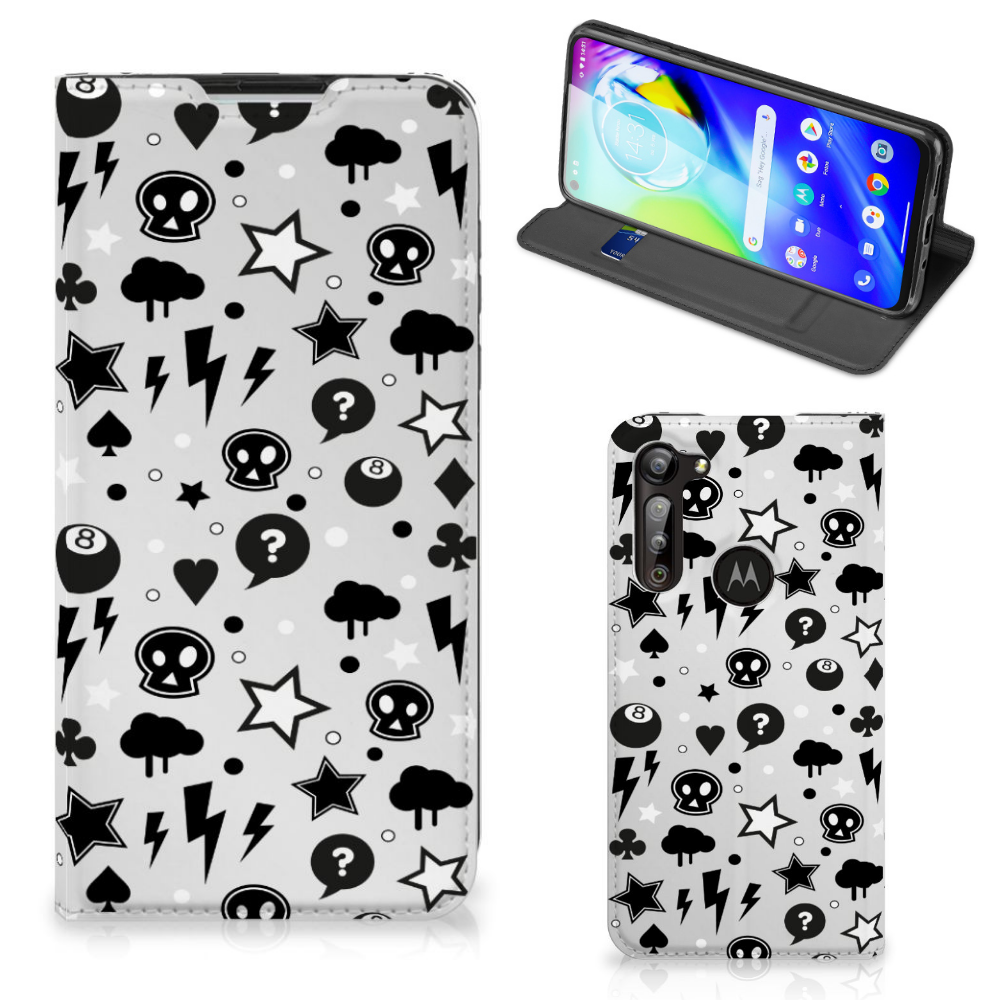 Mobiel BookCase Motorola Moto G8 Power Silver Punk - B2C Telecom