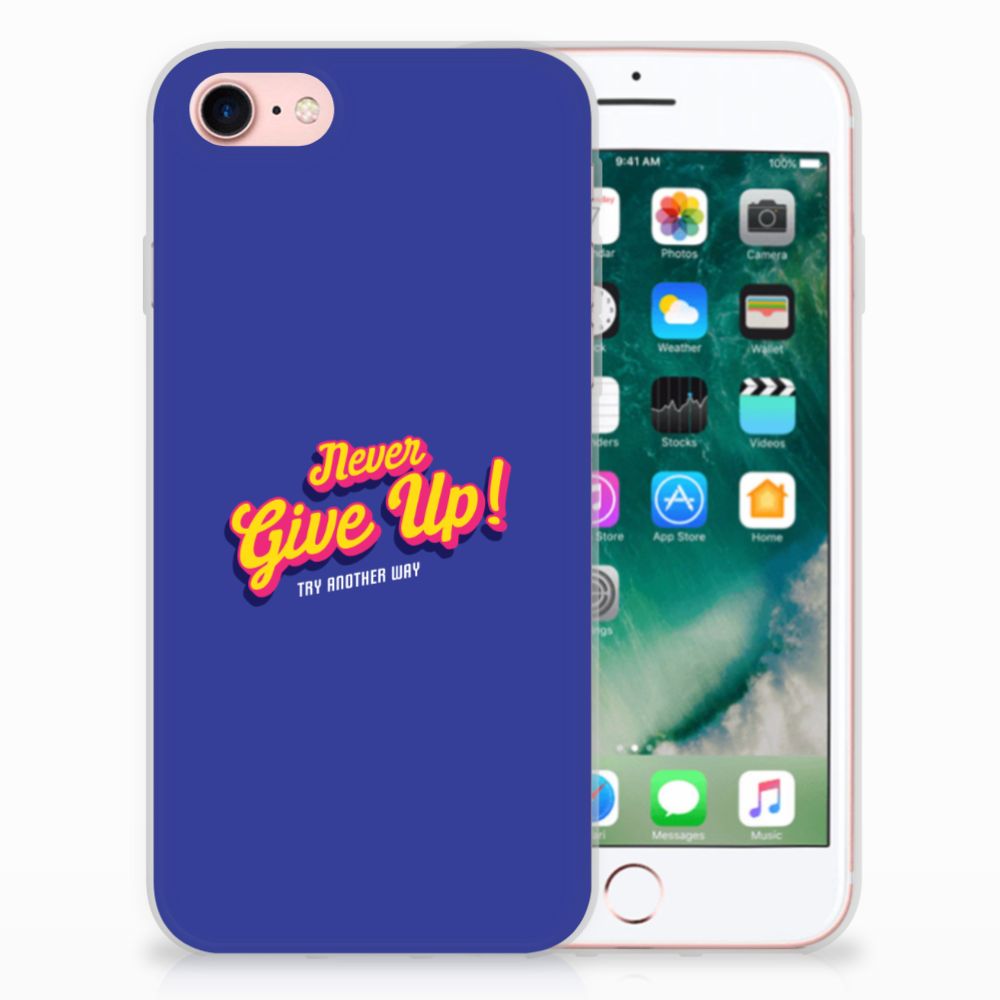 iPhone SE 2022 | SE 2020 | 8 | 7 Siliconen hoesje met naam Never Give Up