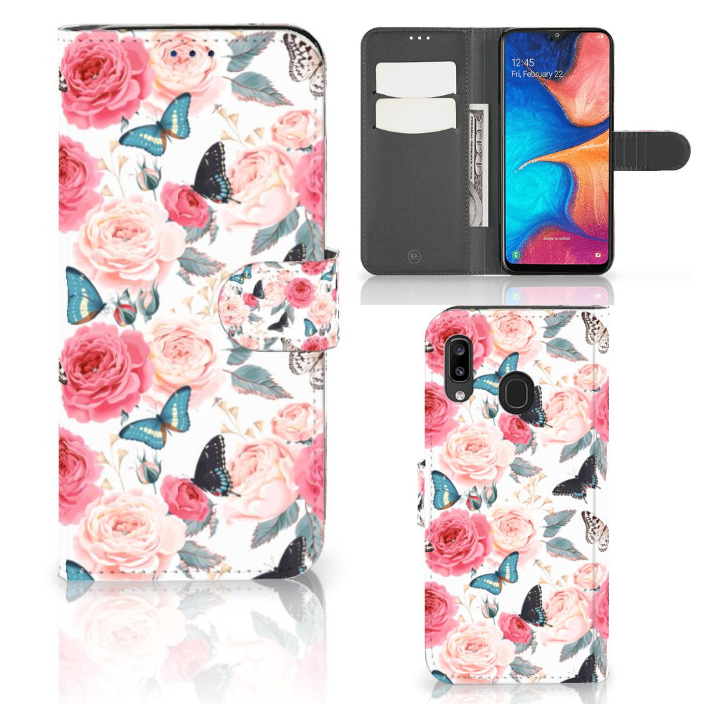 Samsung Galaxy A30 Hoesje Butterfly Roses