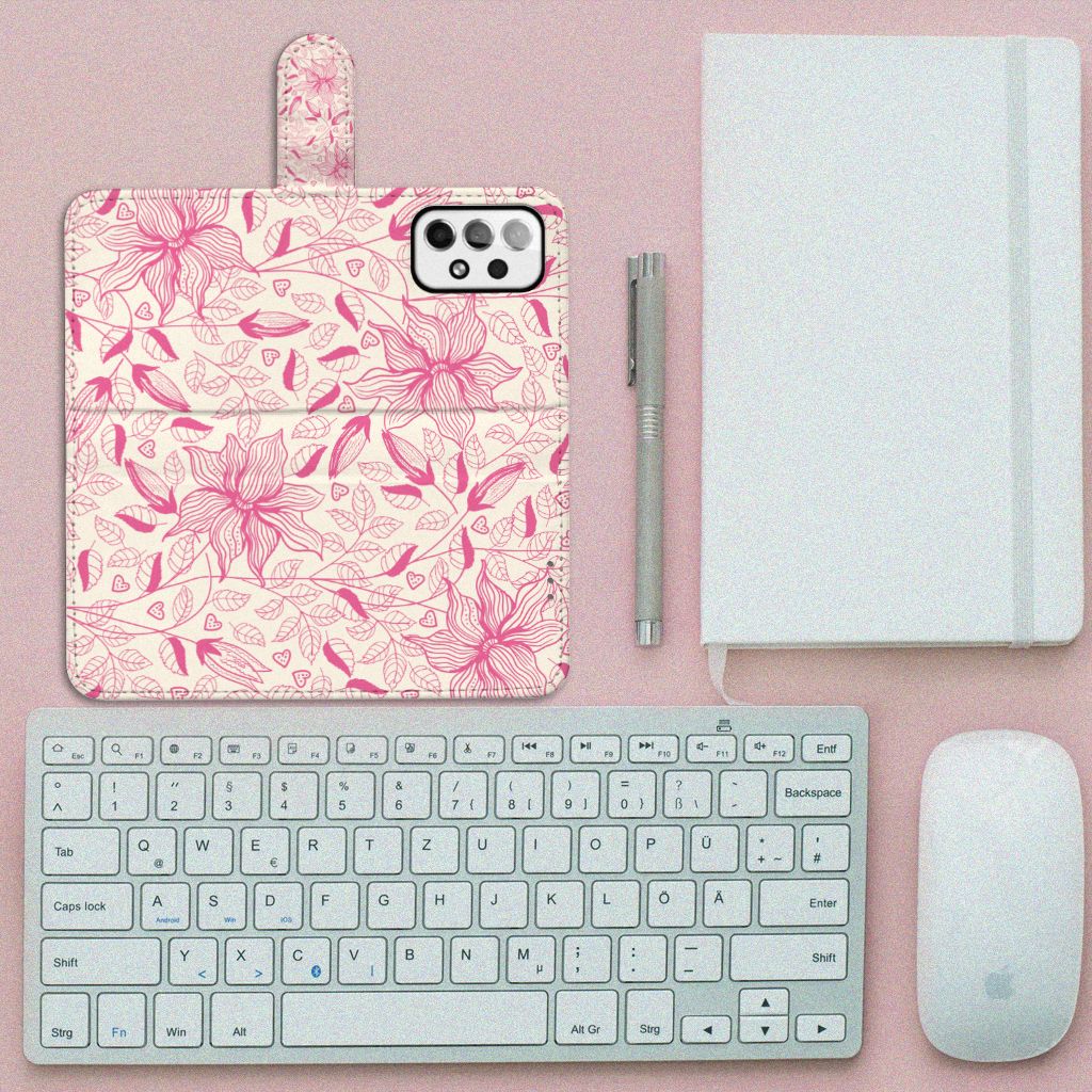 Samsung Galaxy A73 5G Hoesje Pink Flowers