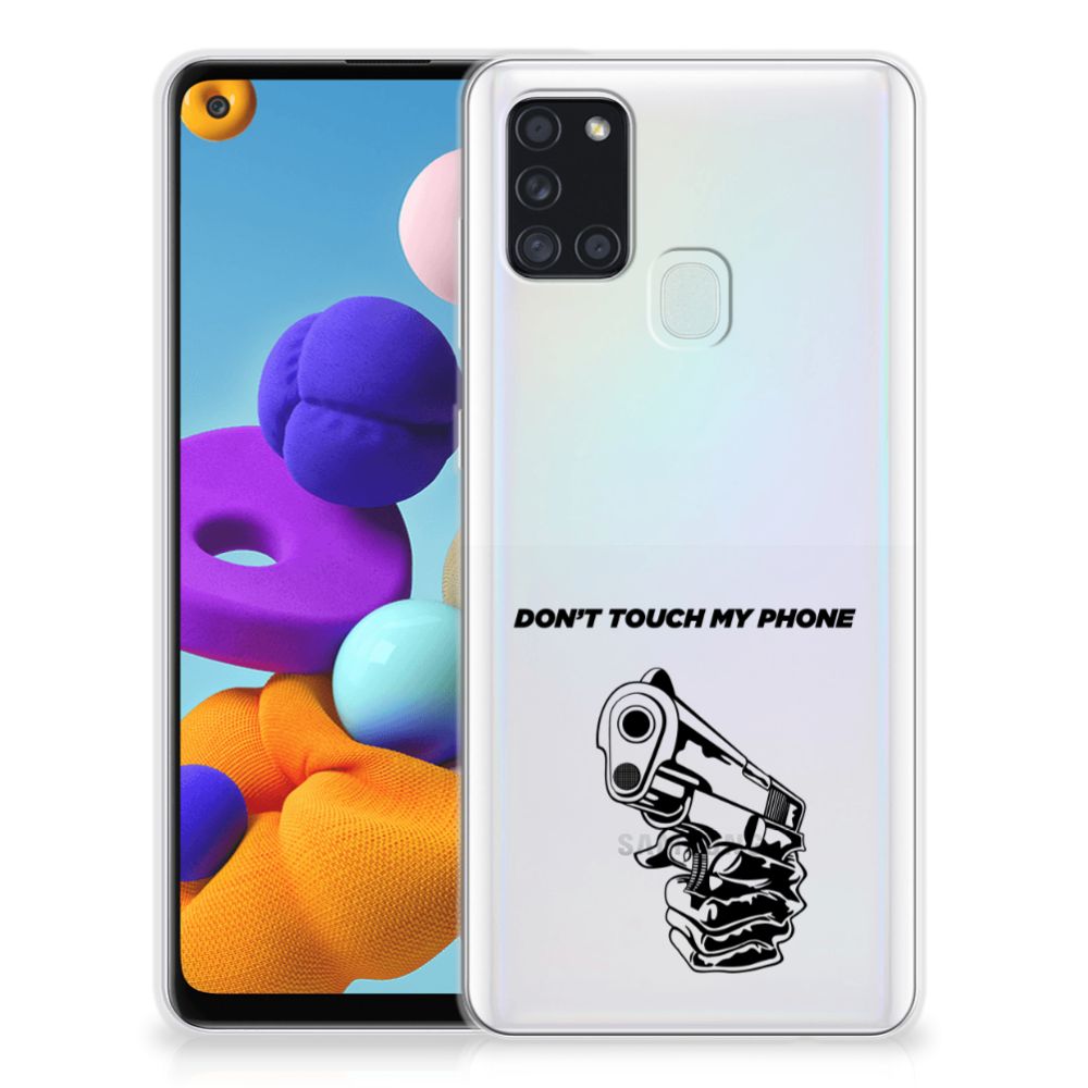 Samsung Galaxy A21s Silicone-hoesje Gun Don't Touch My Phone B2C Telecom