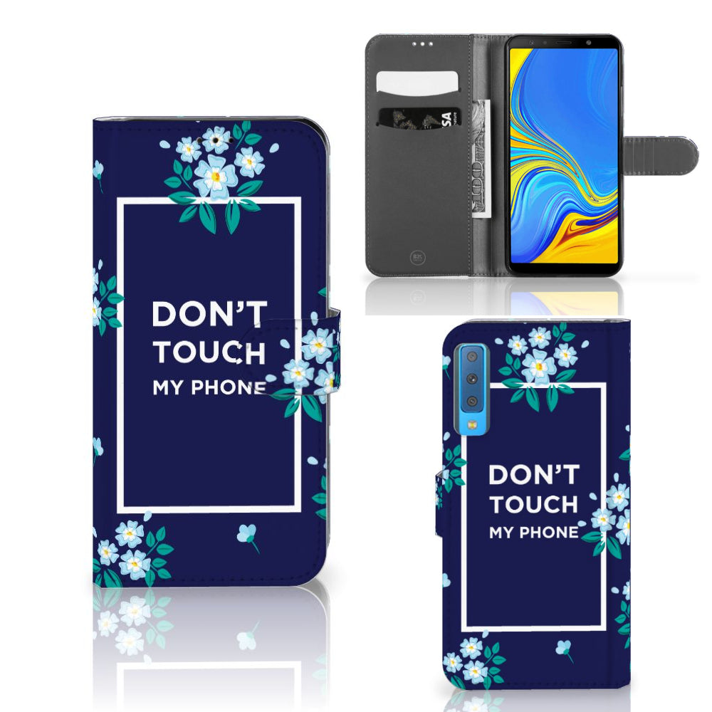 Samsung Galaxy A7 (2018) Portemonnee Hoesje Flowers Blue DTMP