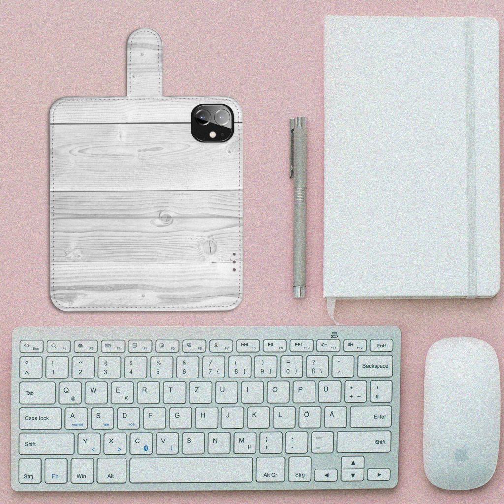 Apple iPhone 12 Mini Book Style Case White Wood