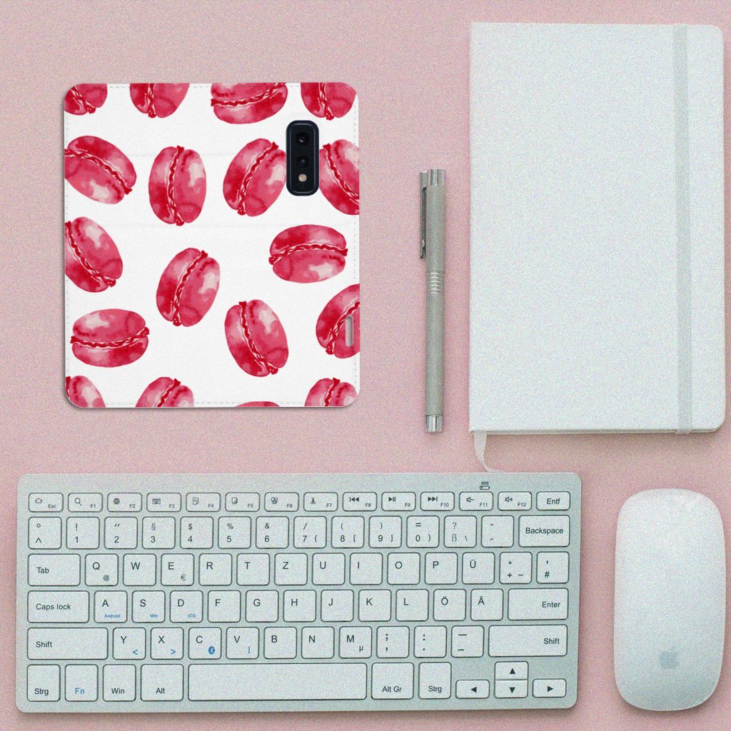 Samsung Galaxy S10e Flip Style Cover Pink Macarons