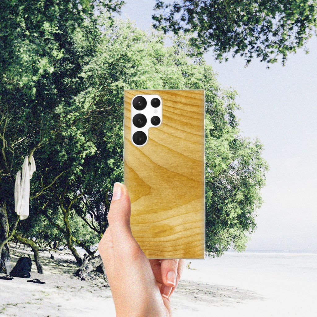 Samsung Galaxy S22 Ultra Bumper Hoesje Licht Hout B2C Telecom