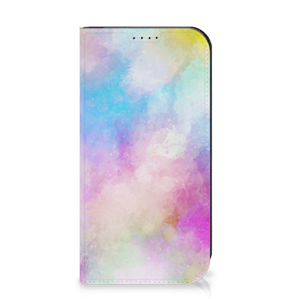 Bookcase iPhone 15 Pro Watercolor Light met een kleurrijk en vlekkerig aquareldesign 🎨.
