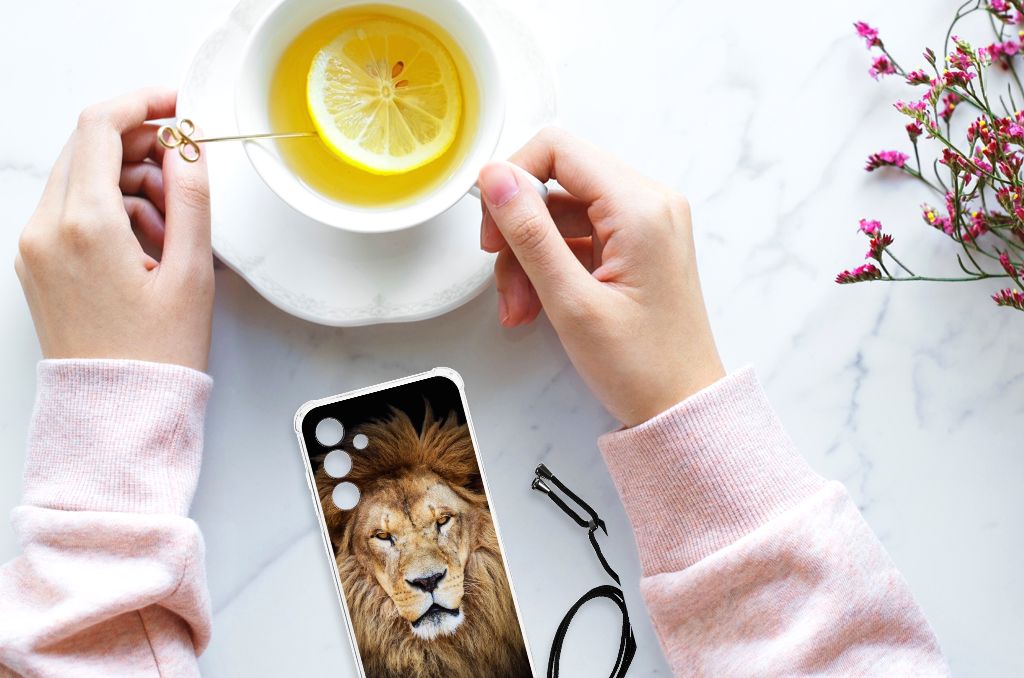 Samsung Galaxy A55 Case Anti-shock Leeuw telefoonhoesje design leeuw aanzicht