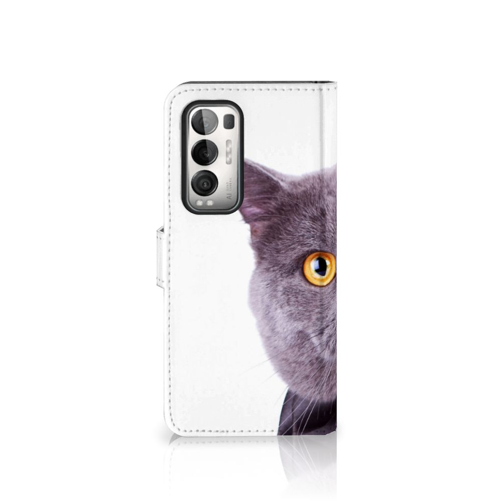 OPPO Find X3 Neo 5G Telefoonhoesje met Pasjes Kat