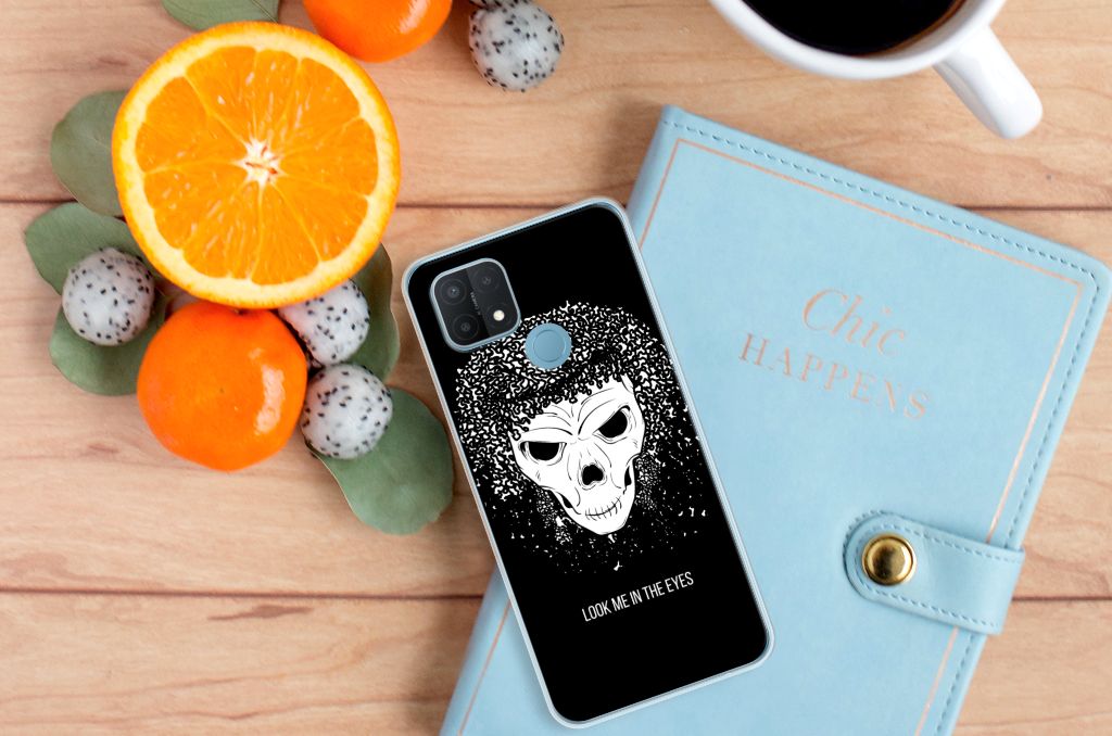 Silicone Back Case OPPO A15 Skull Hair B2C Telecom