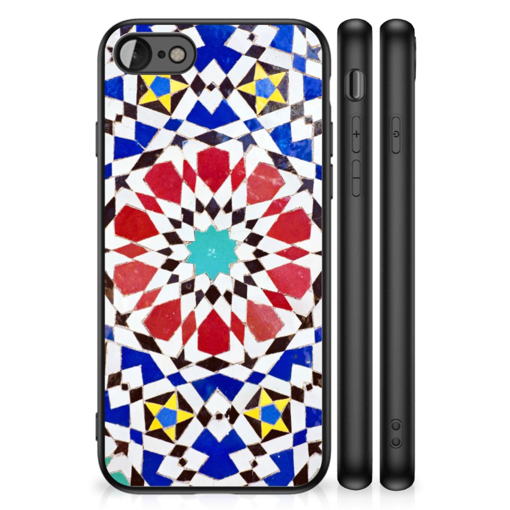 iPhone SE 2022 | SE 2020 | 7/8 Marmeren Print Telefoonhoesje Mozaïek met kleurrijk stenen design.