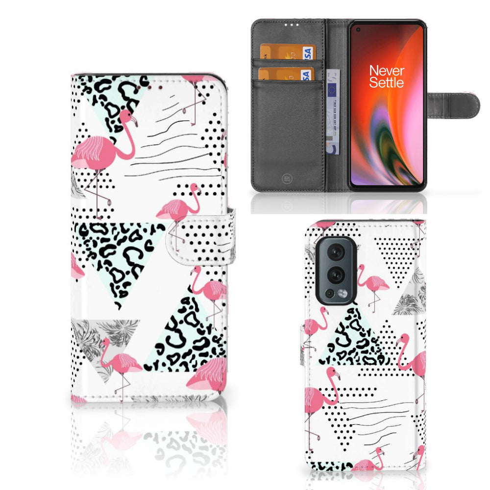 OnePlus Nord 2 5G Telefoonhoesje met Pasjes Flamingo Triangle