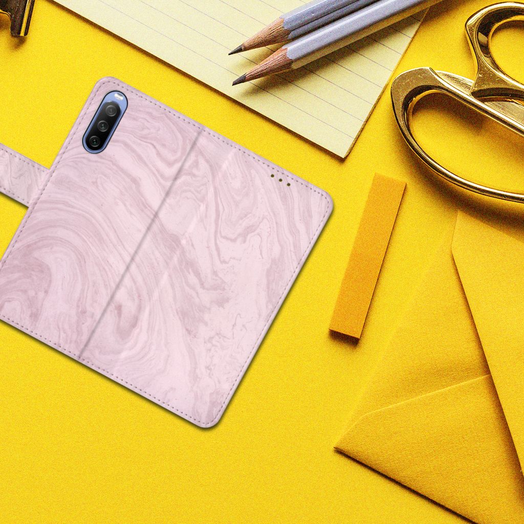 Sony Xperia 10 III Bookcase Marble Pink - Origineel Cadeau Vriendin