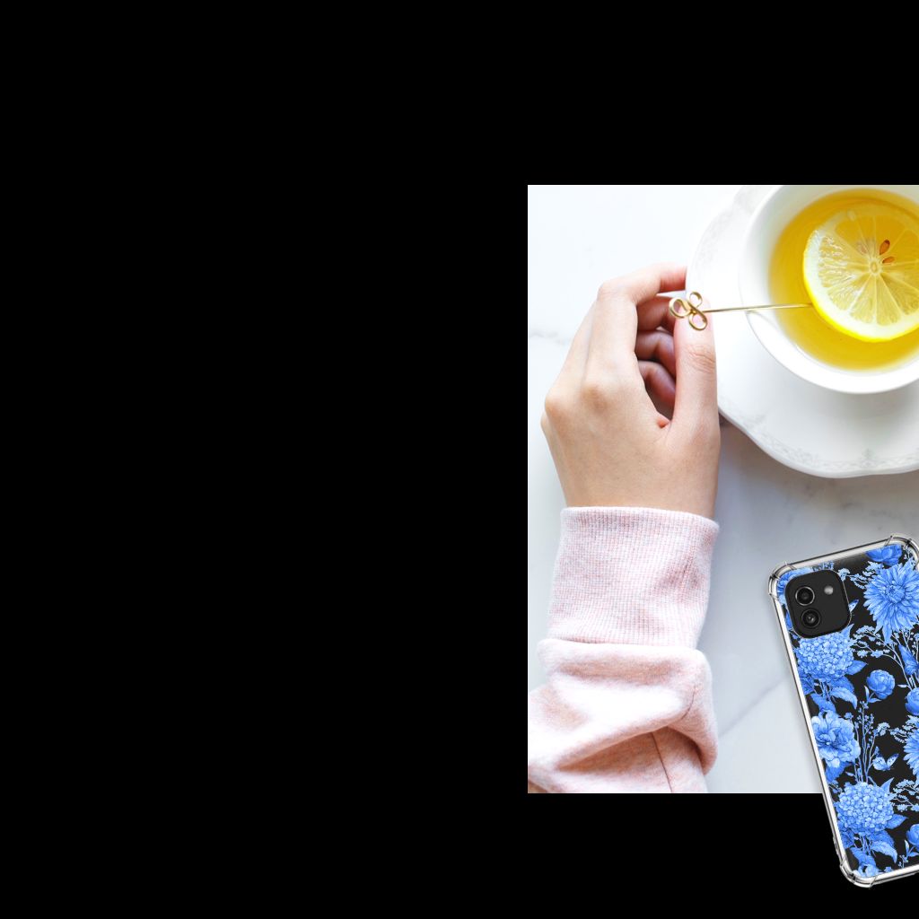 Case voor Samsung Galaxy A03 Flowers Blue B2C Telecom