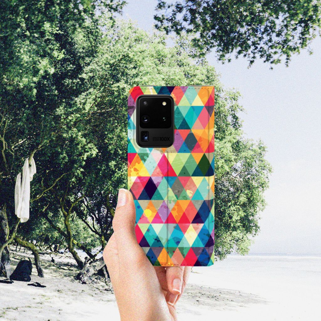 Samsung Galaxy S20 Ultra Hoesje met Magneet Geruit - B2C Telecom