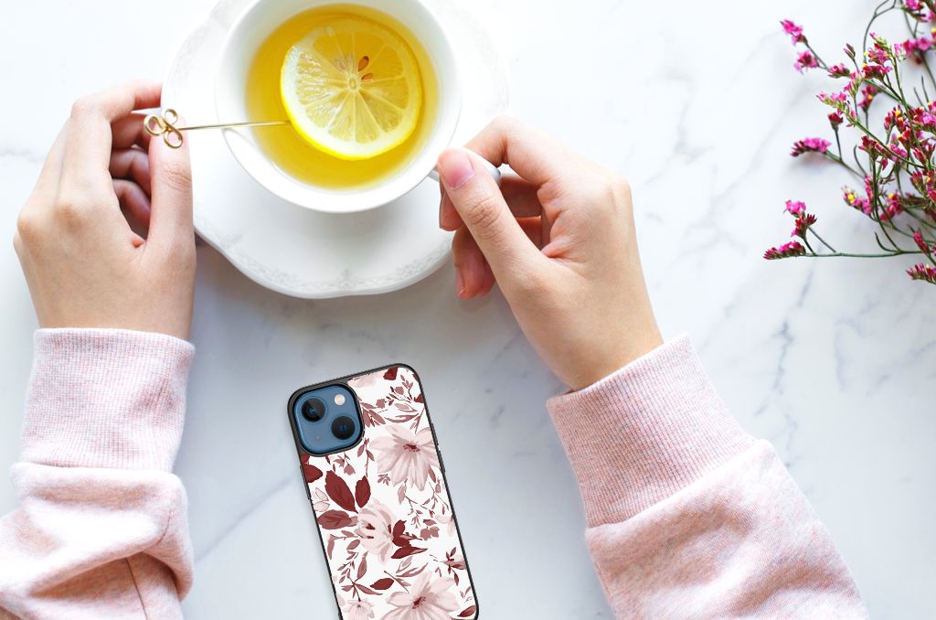 Kleurrijke Telefoonhoesje Apple iPhone 13 mini Watercolor Flowers B2C Telecom