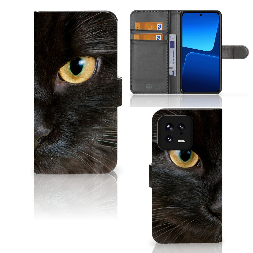 Xiaomi 13 Telefoonhoesje met Pasjes Zwarte Kat