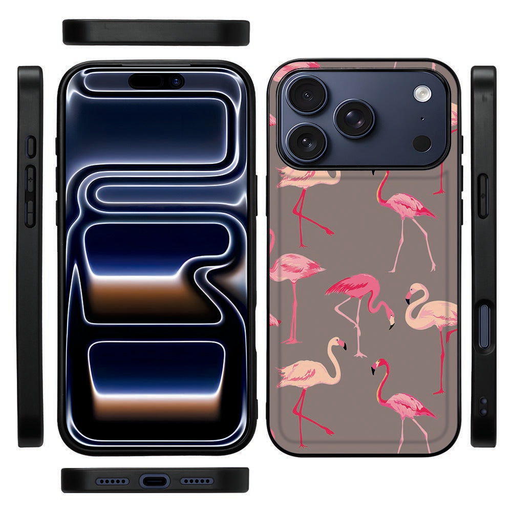 Zwarte flexibele rand van het Flamingo iPhone 18 Pro hoesje, van de zijkant bekeken