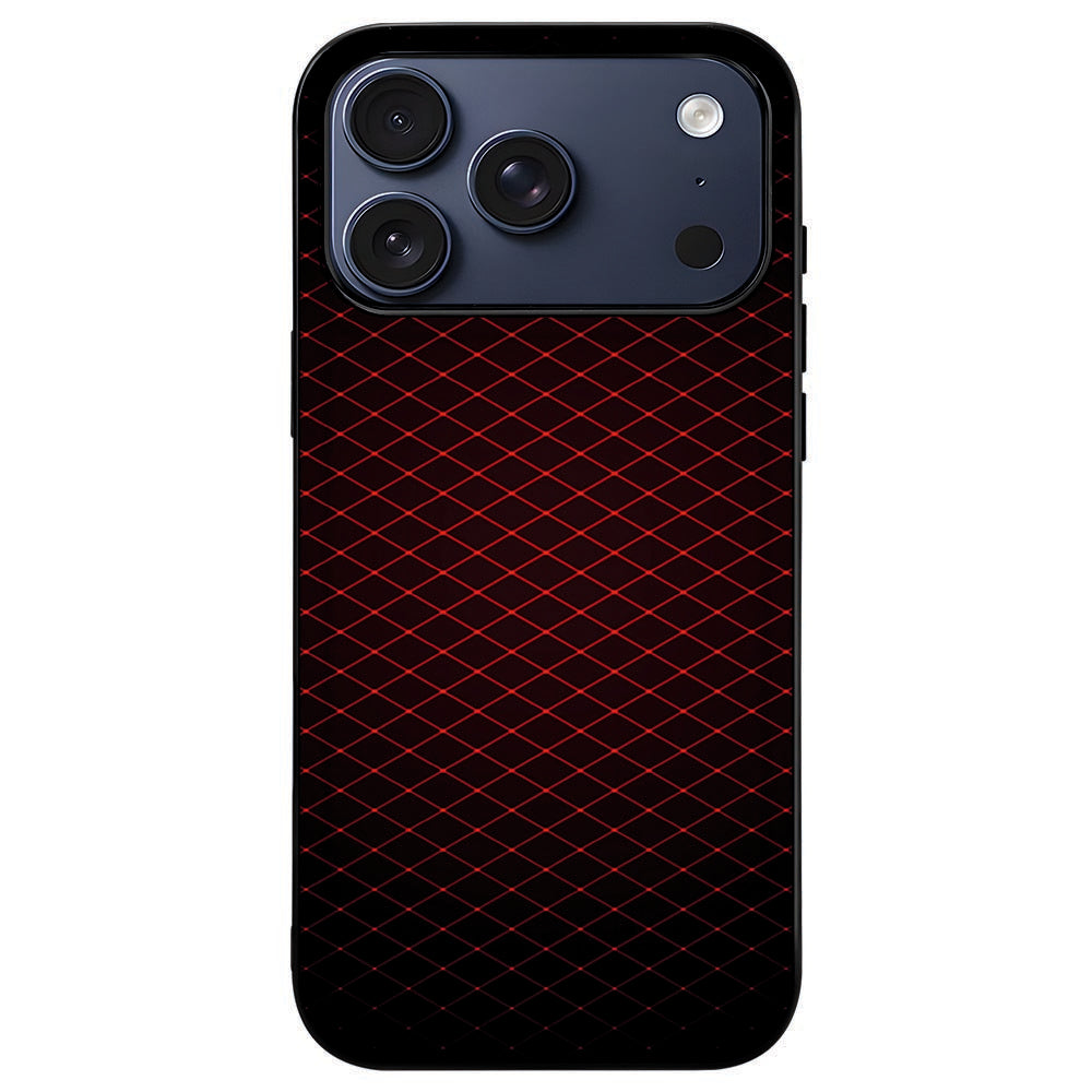 iPhone 18 Pro Max in het Geruit Rood hoesje, ruitpatroon met zwarte rand als kader