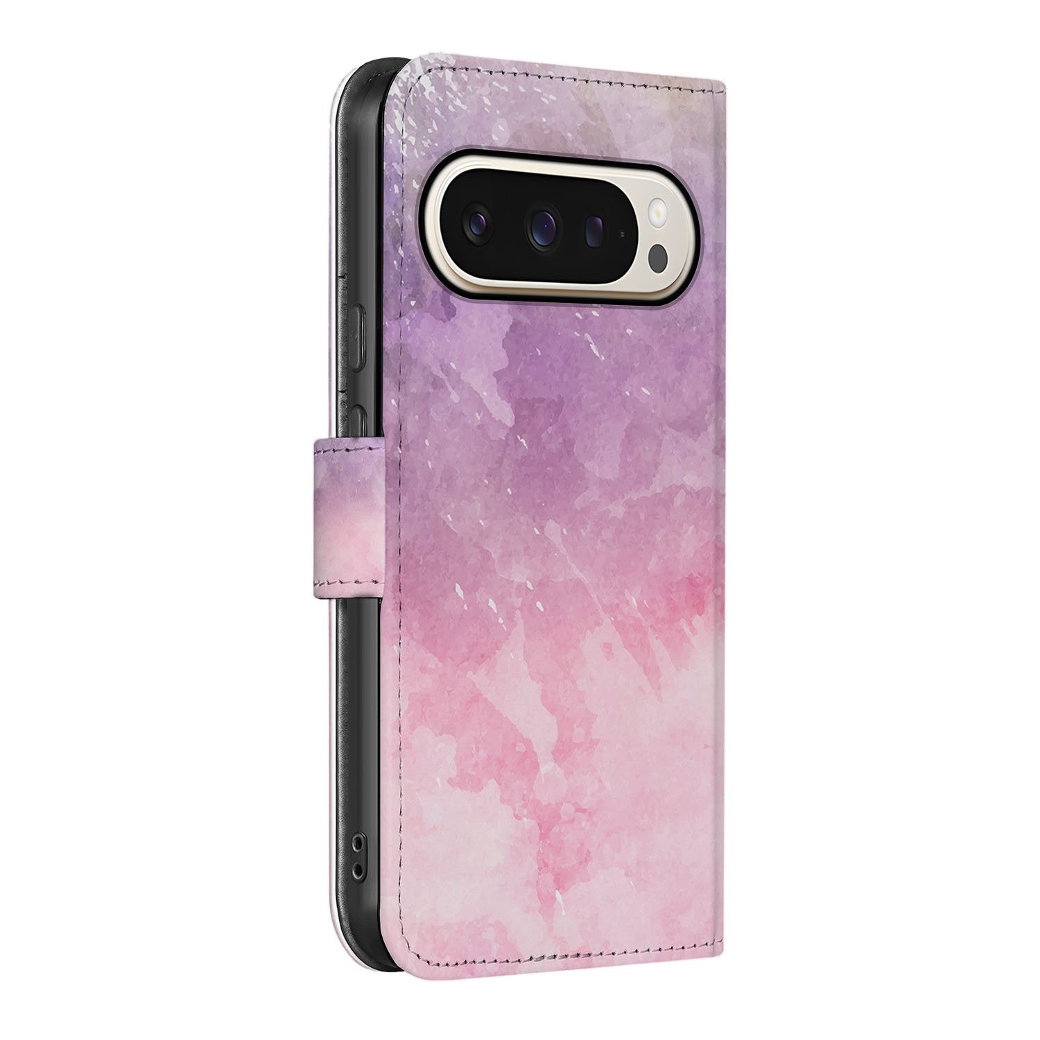 Google Pixel 10 | 10 Pro Portemonnee Hoesje Roze Paars Paint waterverf design zijkant