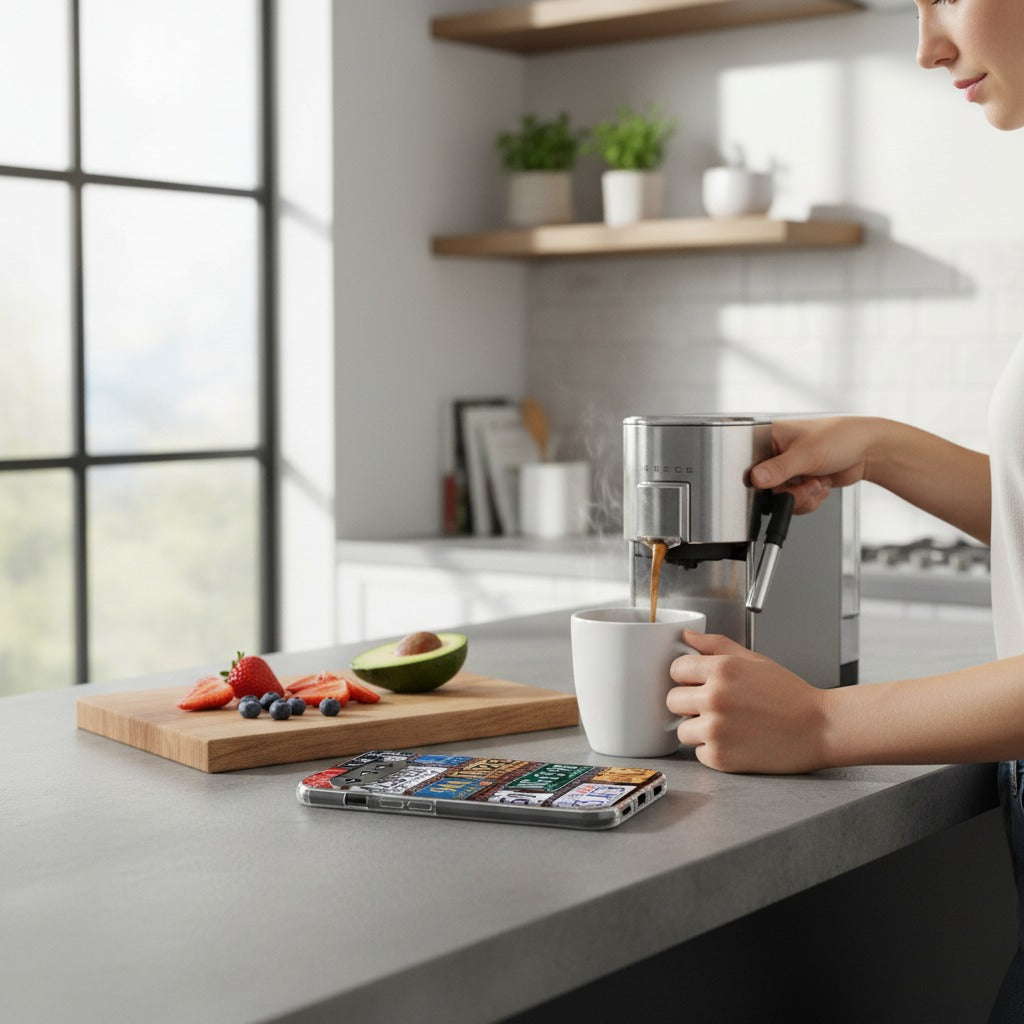 Google Pixel 10 / 10 Pro TPU hoesje Kentekenplaten - lifestyle foto in huiselijke setting