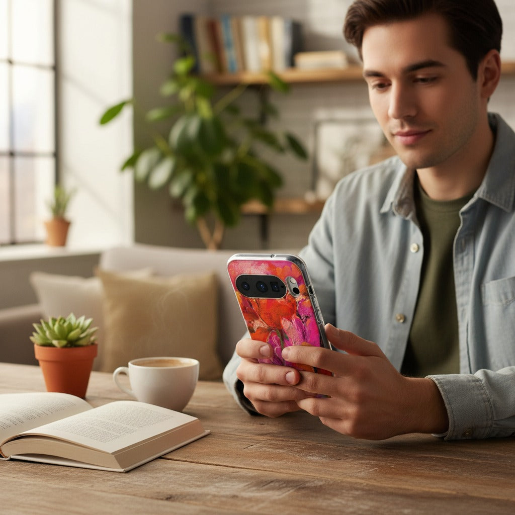 Google Pixel 10 / 10 Pro TPU hoesje Tulips - lifestyle foto in huiselijke setting