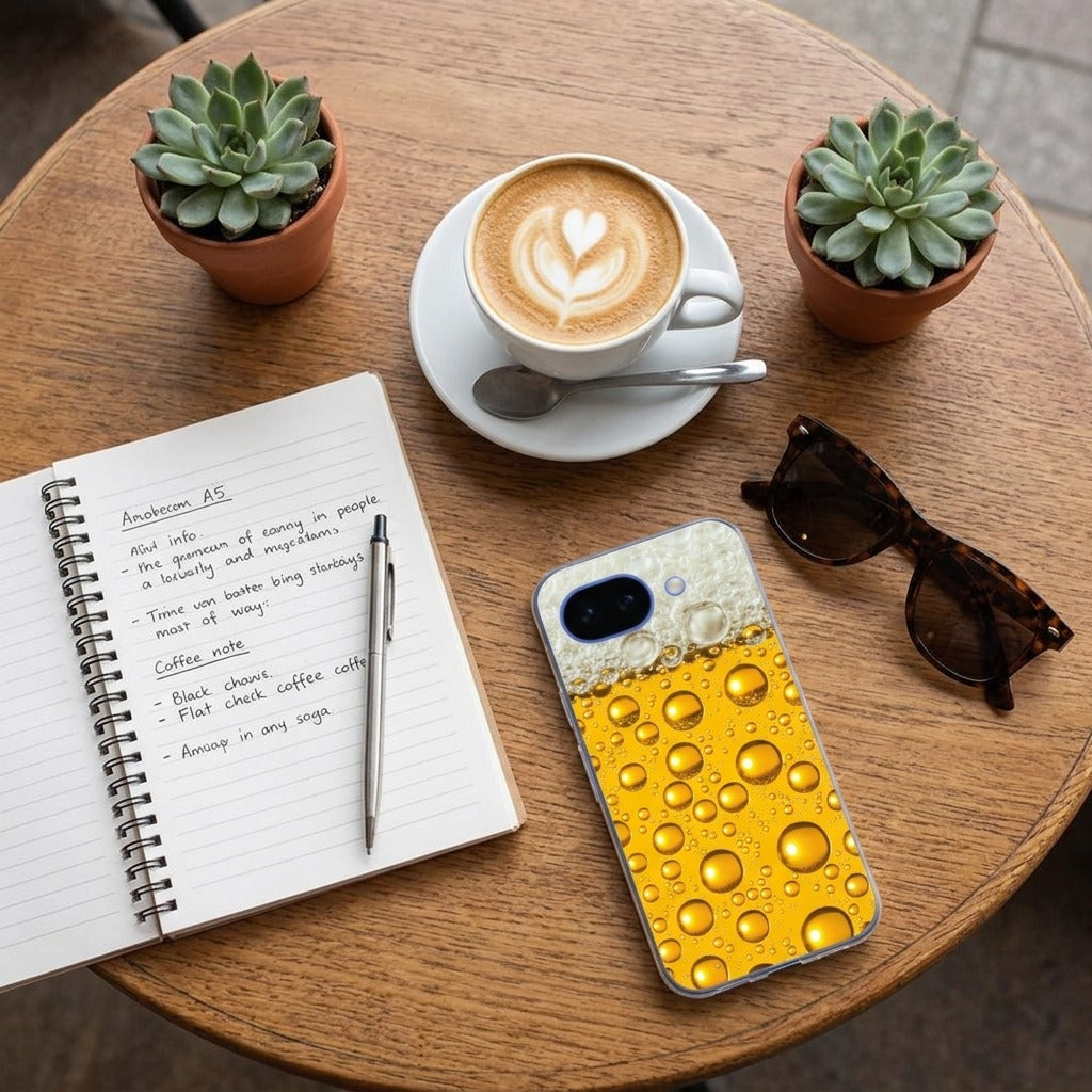 Back cover hoesje Google Pixel 10a Bier - lifestyle foto in huiselijke setting