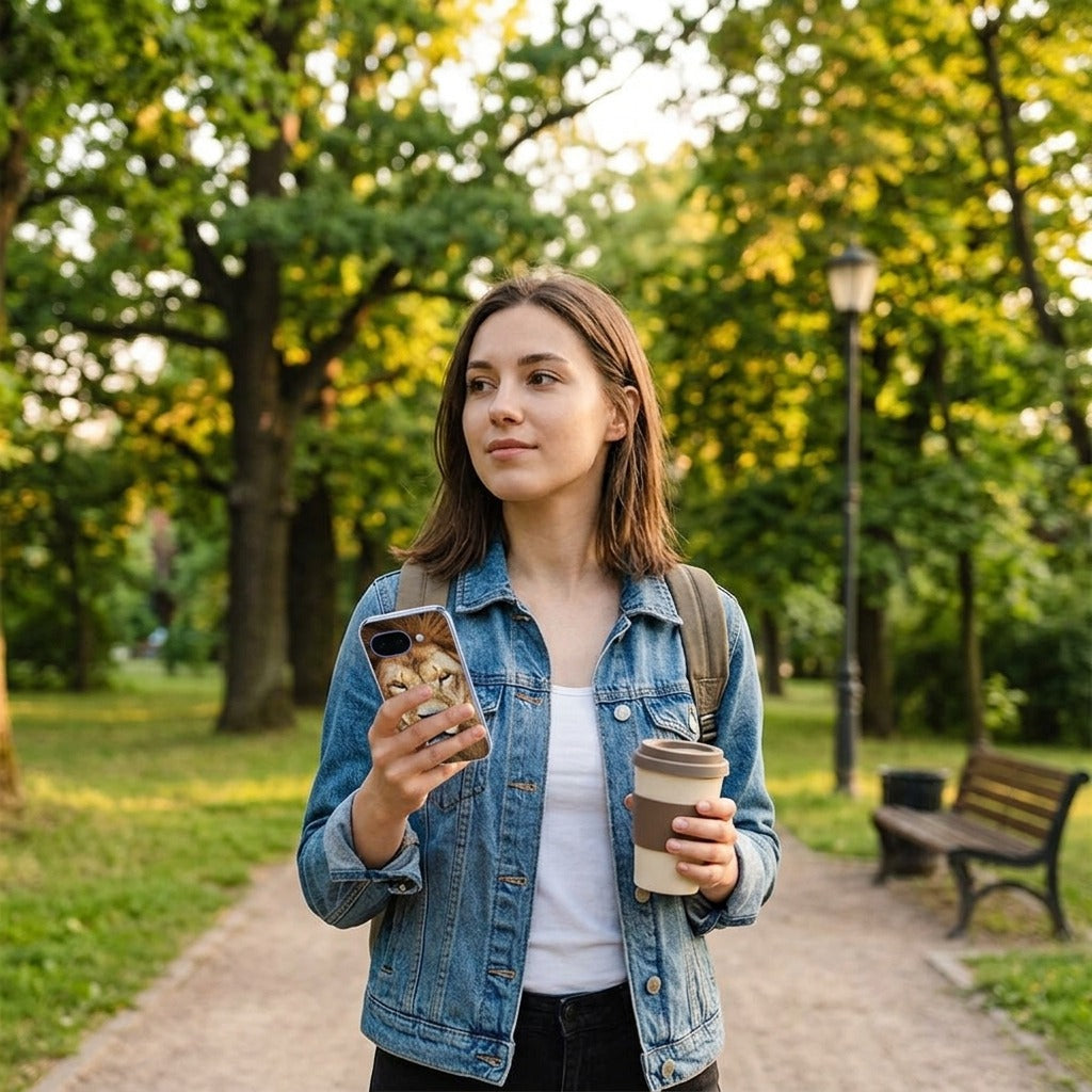 Back cover hoesje Google Pixel 10a Leeuw - lifestyle foto in huiselijke setting