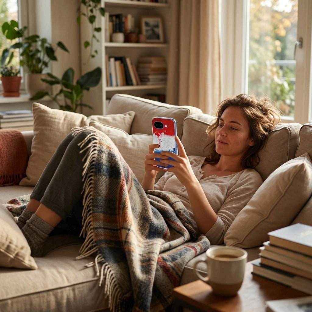 Back cover hoesje Google Pixel 10a Nederlandse Vlag - lifestyle foto in huiselijke setting