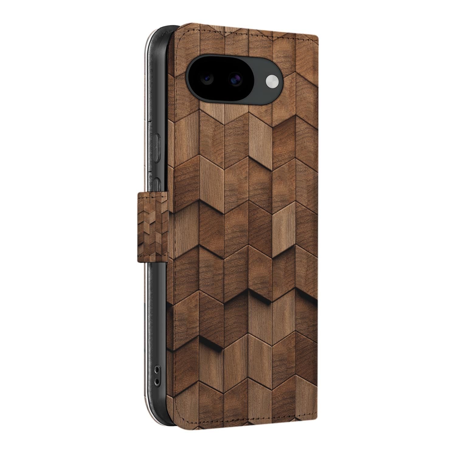 Bookcase hoesje Google Pixel 10a met Bruin Houtprint print