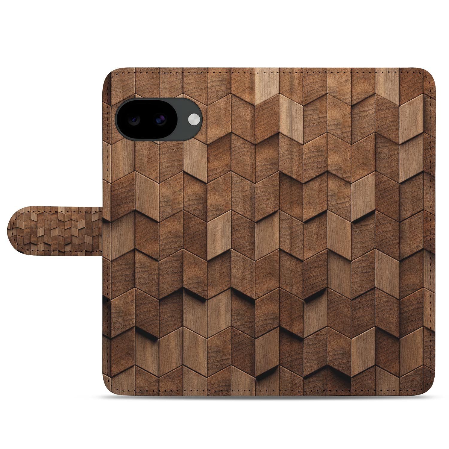 Google Pixel 10a portemonnee hoesje met Bruin Houtprint design