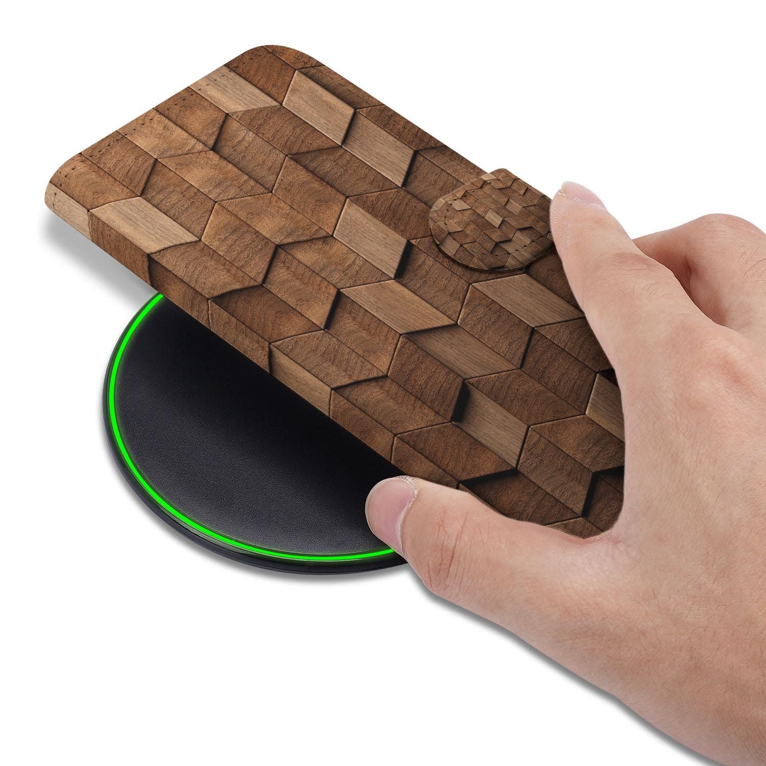 Hoesje met pasjeshouder voor Google Pixel 10a in Bruin Houtprint stijl