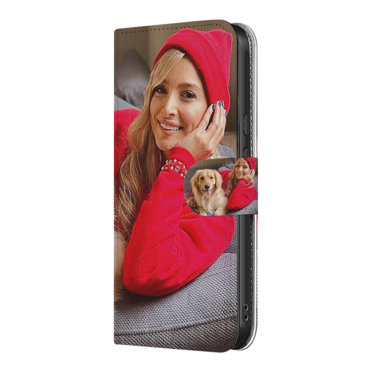 Google Pixel 10a Bookcase Hoesje Maken met Eigen Foto, gepersonaliseerd hoesje met foto en honden.