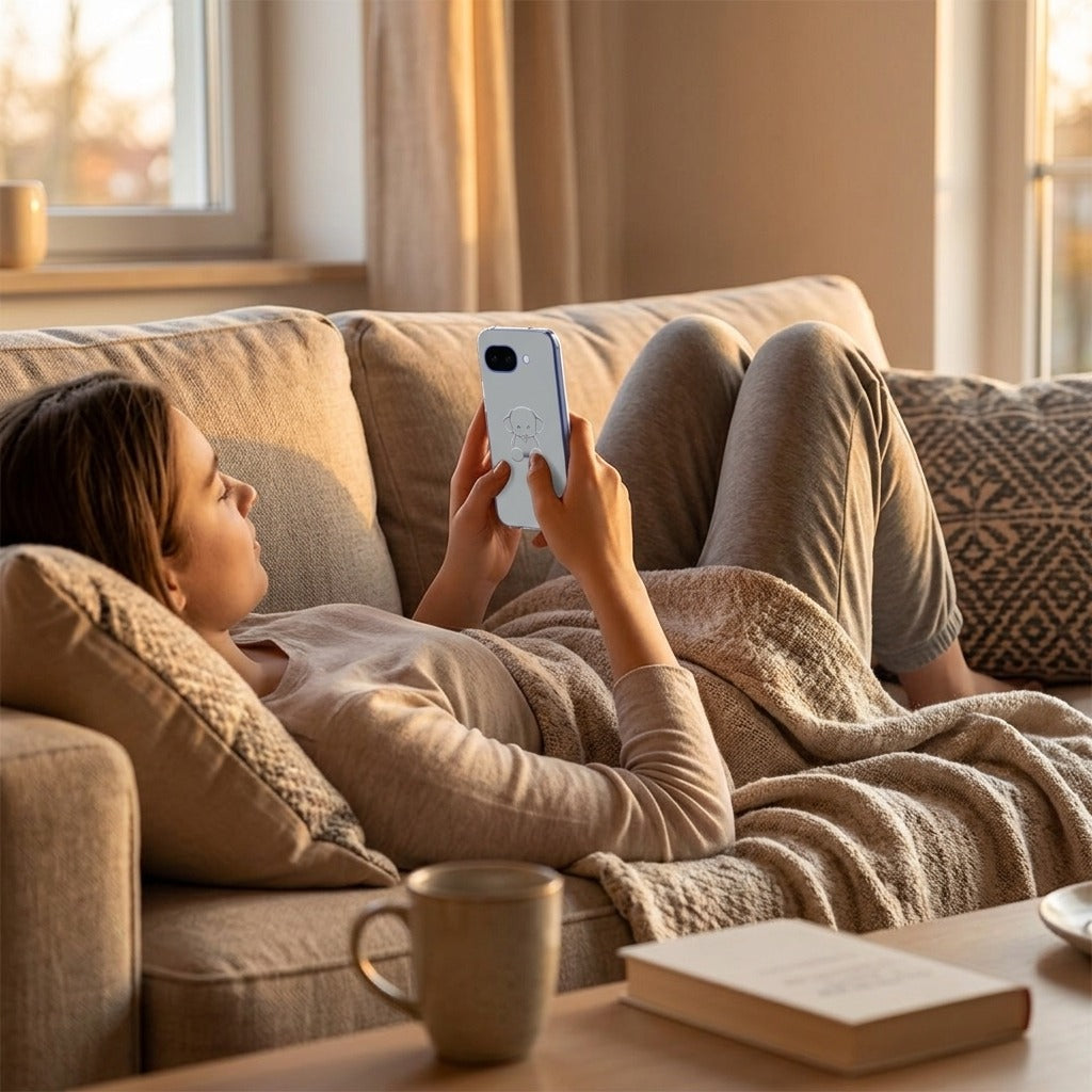 Siliconen hoesje Google Pixel 10a Baby Olifant - lifestyle foto in huiselijke setting