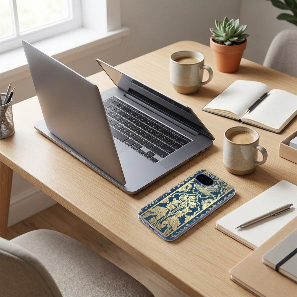 Google Pixel 10a siliconen hoesje Beige Flowers - lifestyle foto in huiselijke setting