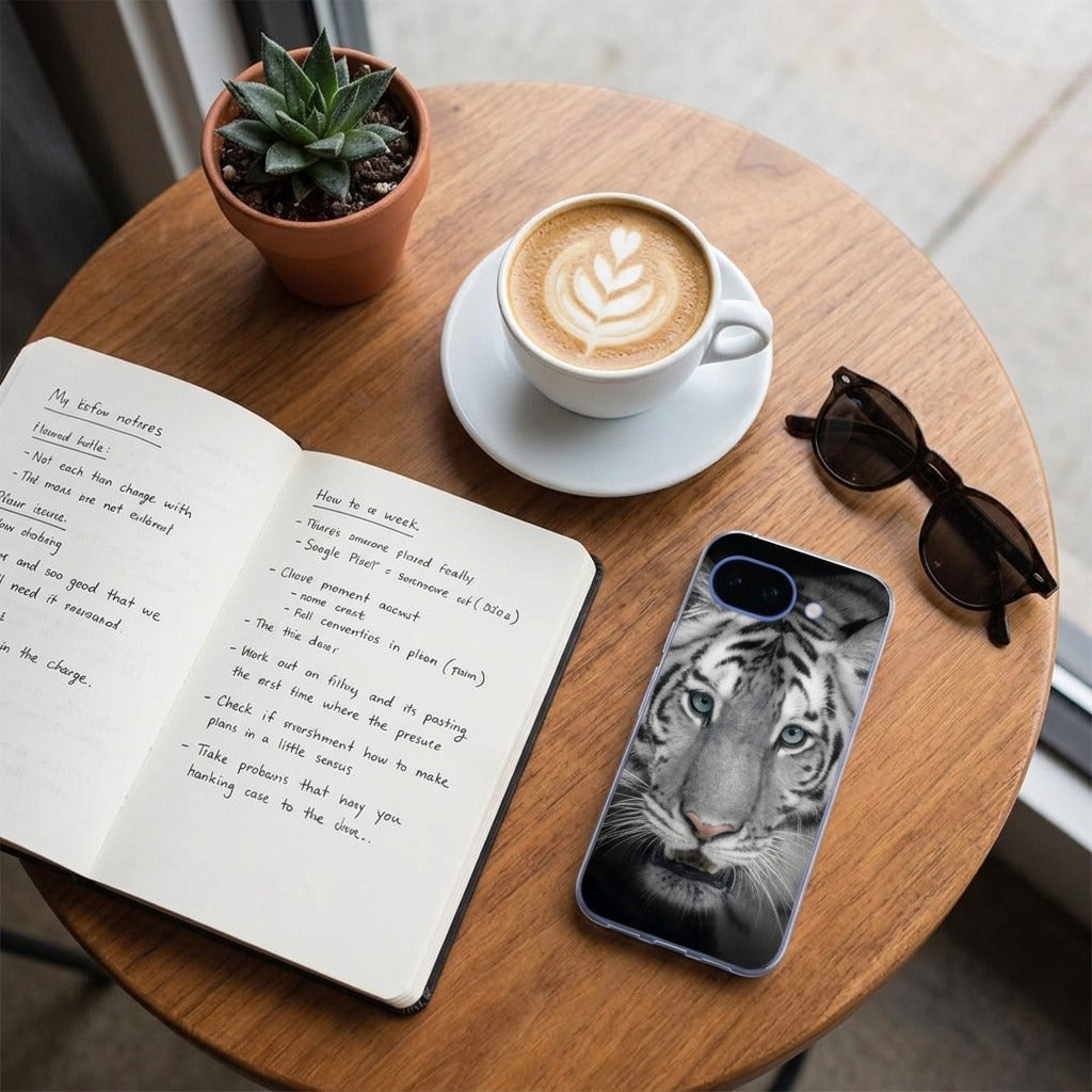 Siliconen hoesje Google Pixel 10a Tijger - lifestyle foto in huiselijke setting