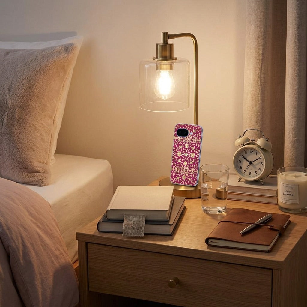 Softcase hoesje Google Pixel 10a Barok Pink - lifestyle foto in huiselijke setting